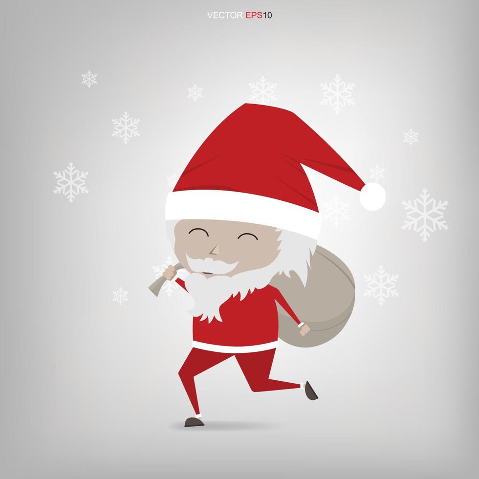 navidad santa claus. personaje de dibujos animados divertido en el fondo del invierno elegante con luz de fondo borroso bokeh. vector. vector