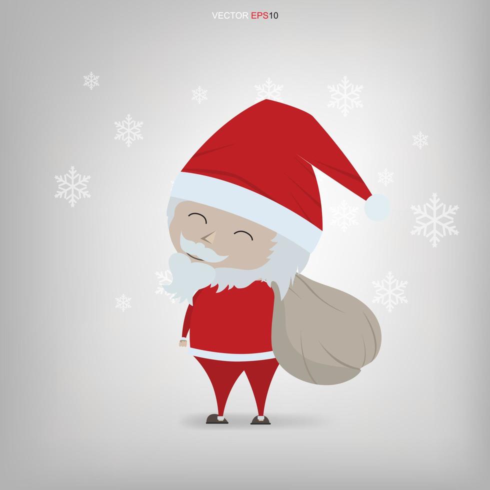 Christmas Santa Claus. Funny cartoon character in background of winter elegant with light blurred bokeh background. Vector. vector