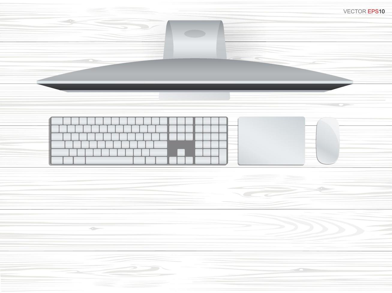 Top view of computer display in working space area. Vector. vector