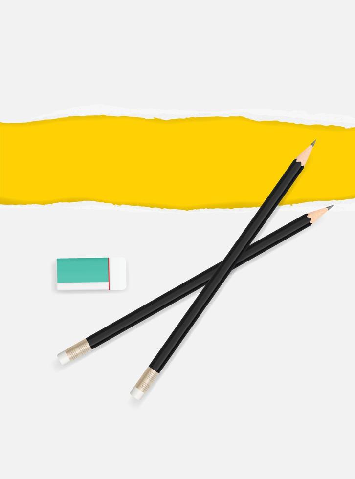 White paper sheet for business background with pencil and eraser. Vector. vector