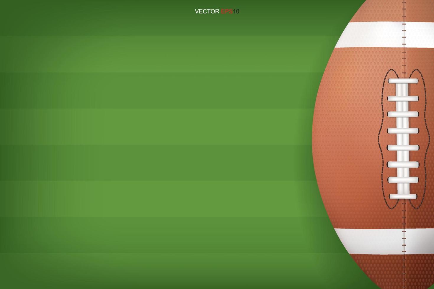 Balón de fútbol americano con fondo de patrón de campo verde. vector. vector