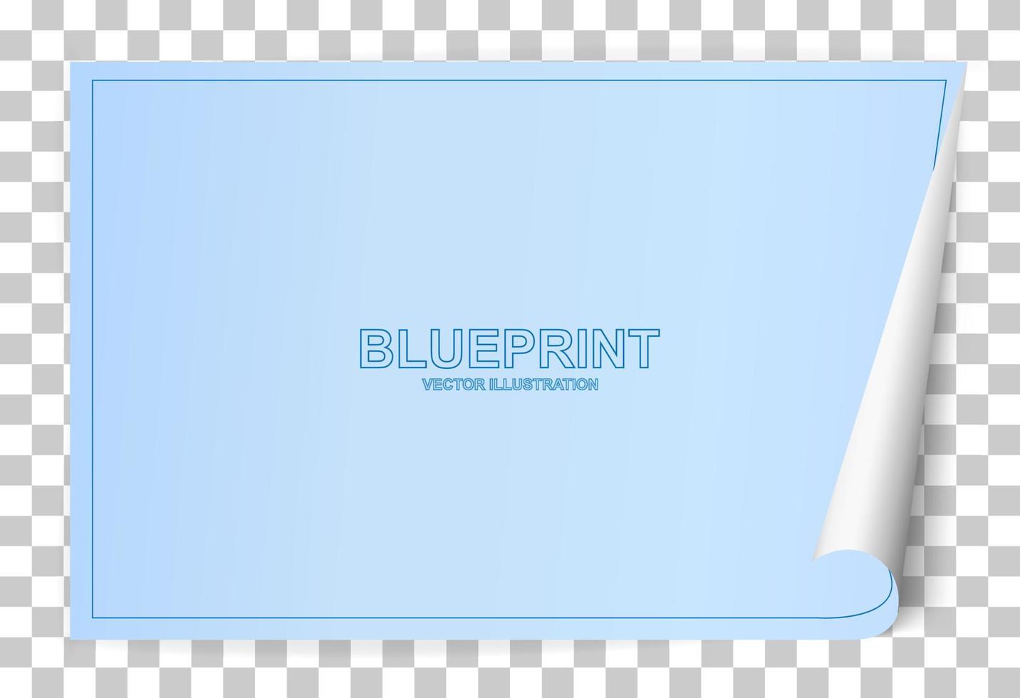 Blueprint paper background for architectural drawing and soft shadow on transparent background. Vector illustration.