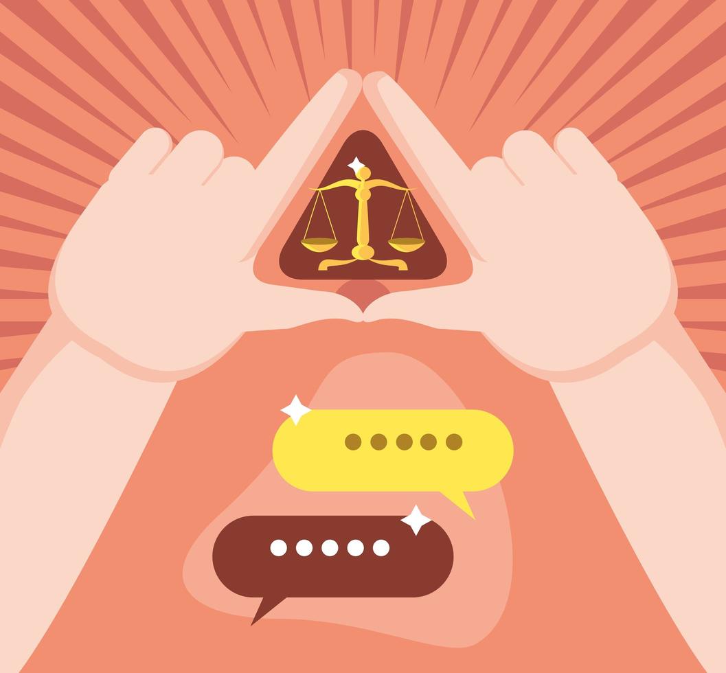 justice balance in hands vector