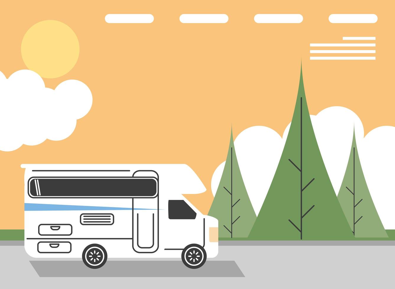 camper in the road vector