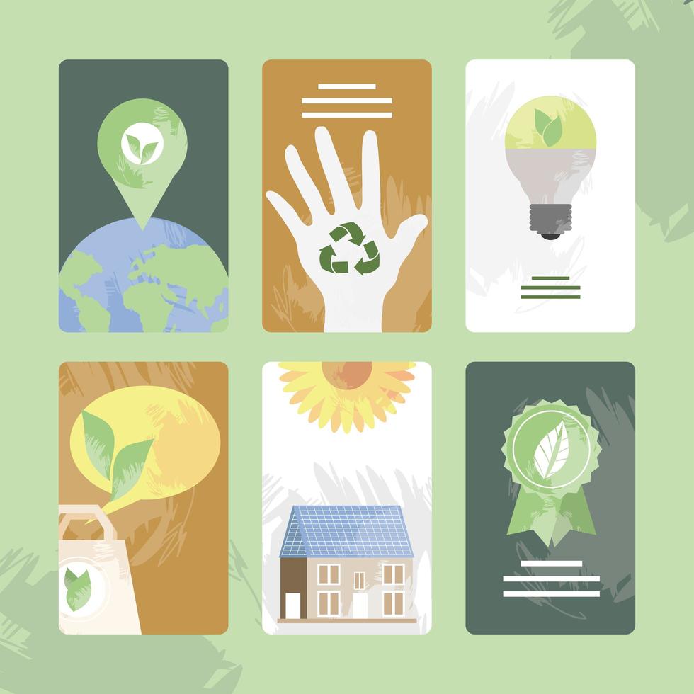 ecology and environment cards vector