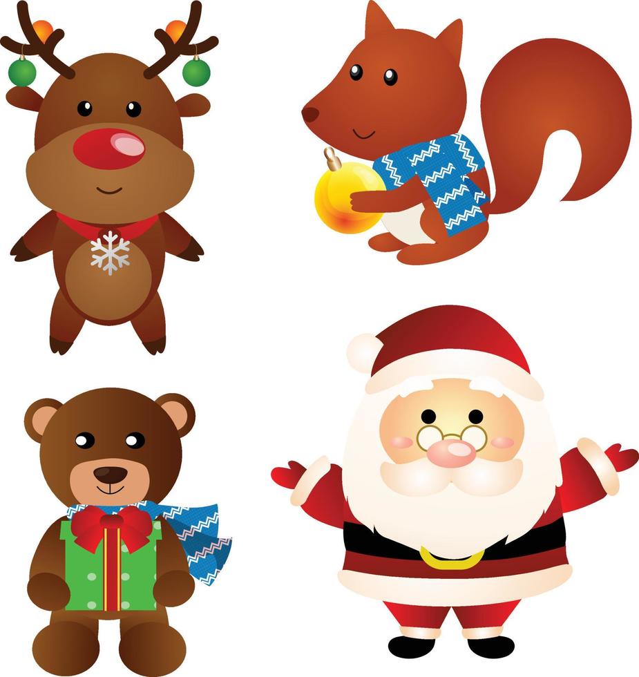 christmas cartoon characters set vector