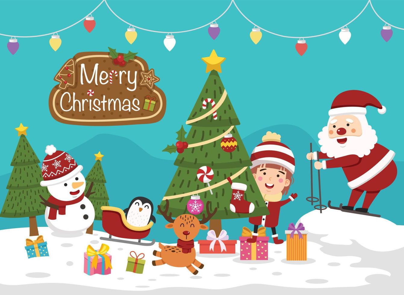 santa claus happy new year and merry christmas illustration vector