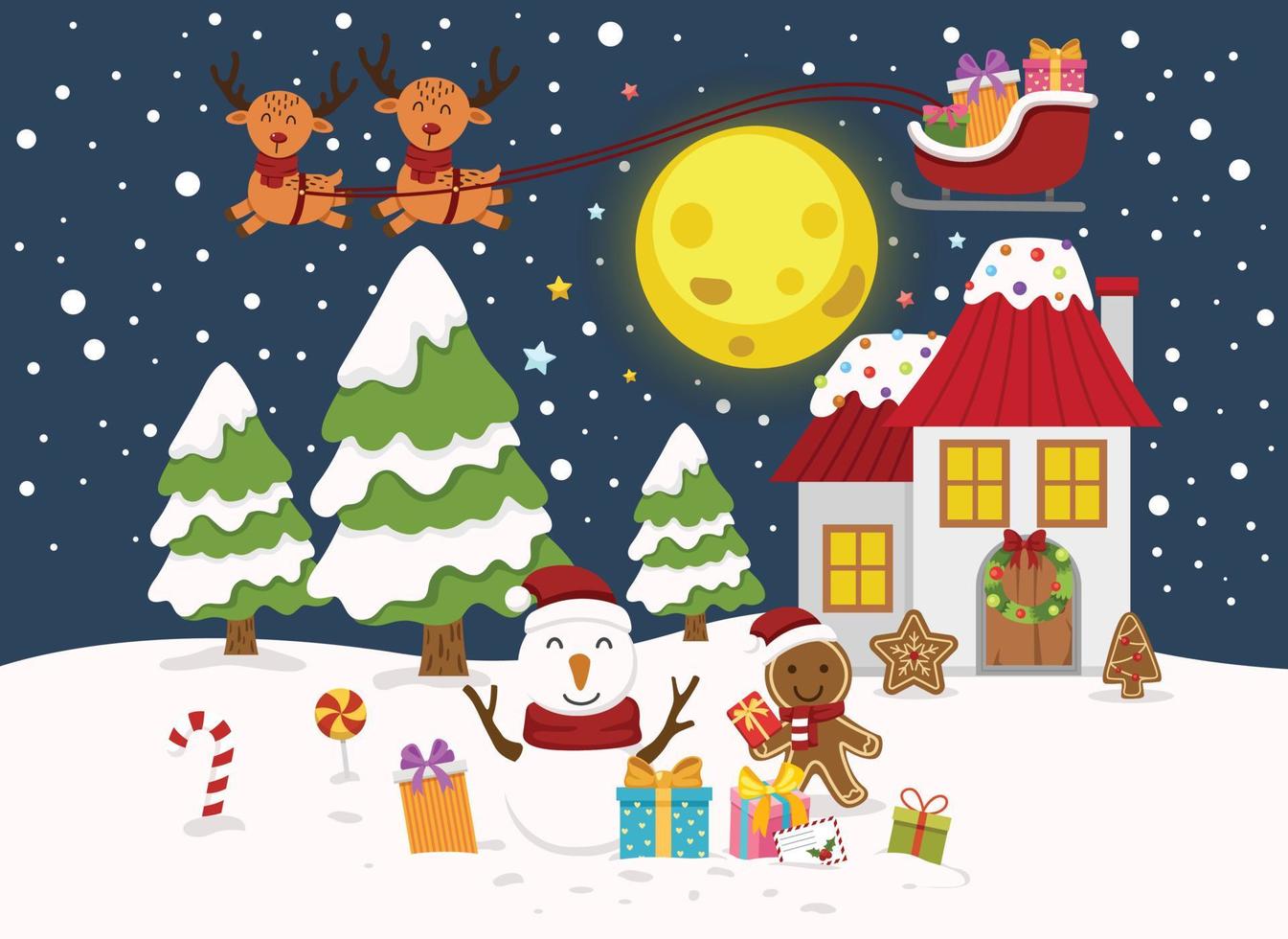 santa claus happy new year and merry christmas illustration vector