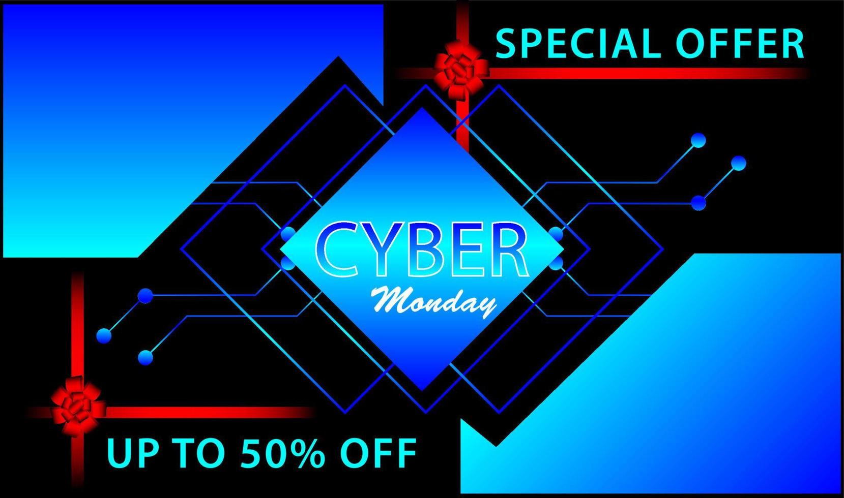 diseño de banner de cyber monday con fondo azul con texto para cyber monday. ilustración vectorial. vector