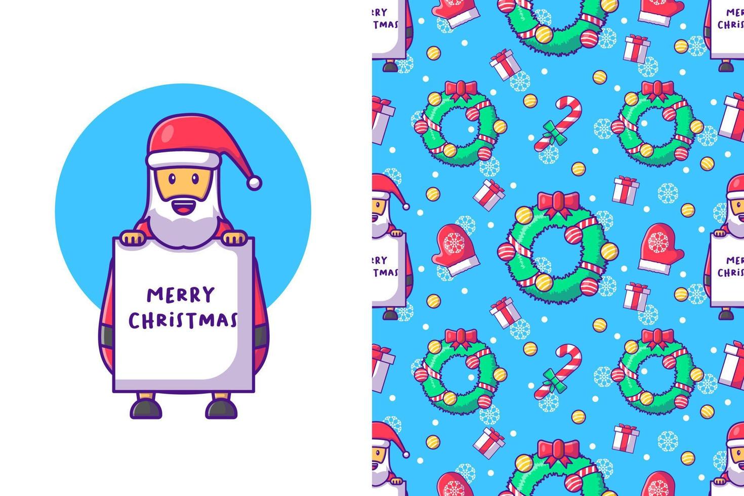 Merry christmas with happy santa claus seamless pattern vector