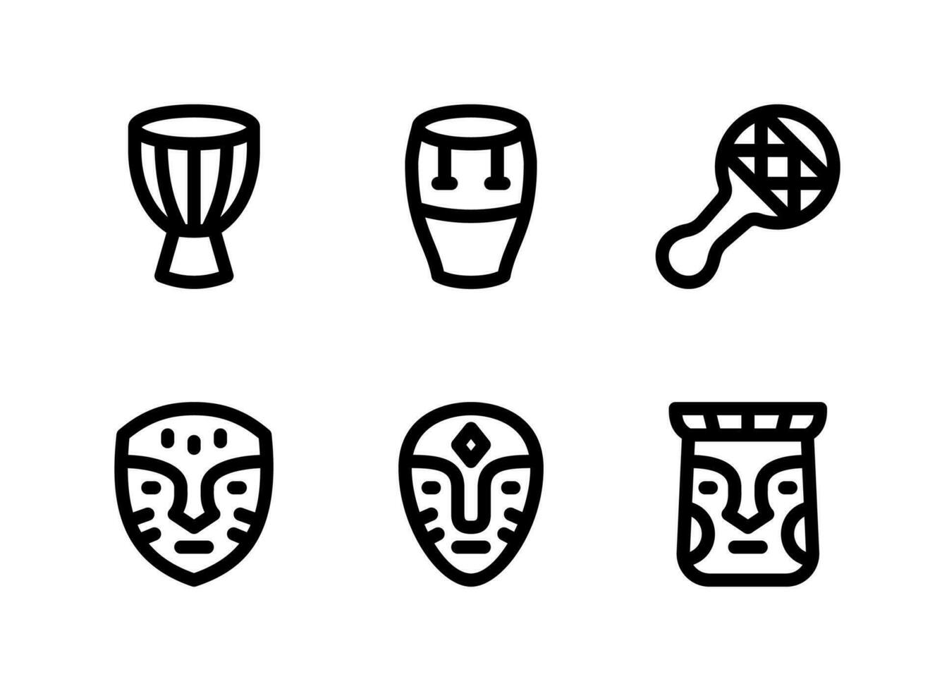 conjunto simple de iconos de líneas vectoriales relacionadas con kwanzaa. contiene íconos como djembe, conga, shaker y más. vector