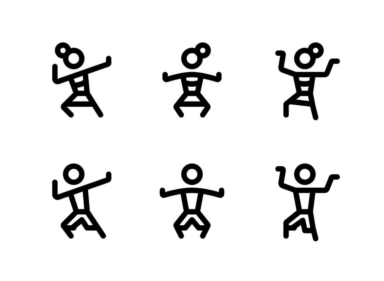 conjunto simple de personas bailando iconos de líneas vectoriales relacionadas. contiene iconos como mujer, hombre y más. vector