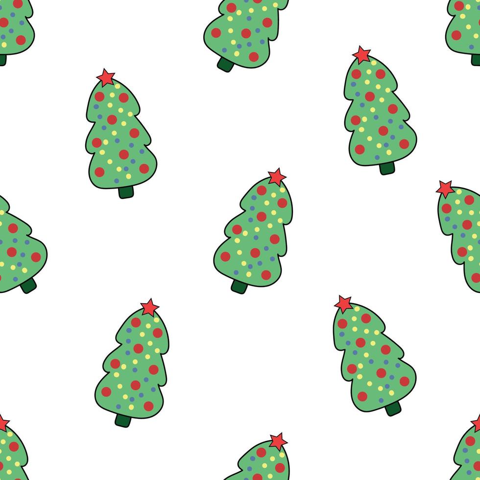 Seamless pattern of christmas tree. Simple illustration on white background. vector