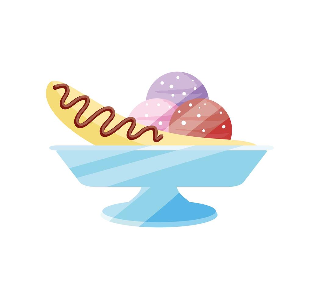 banana split ice cream vector