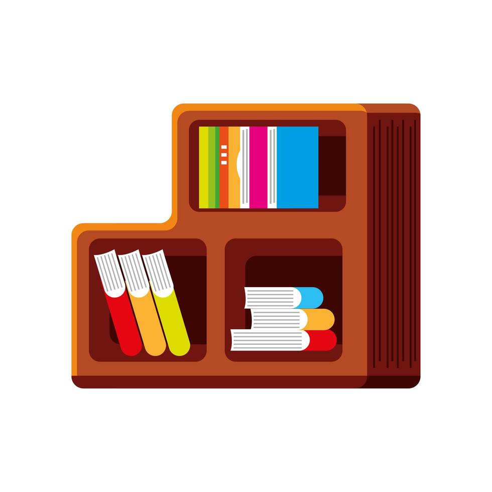 school books on shelf vector