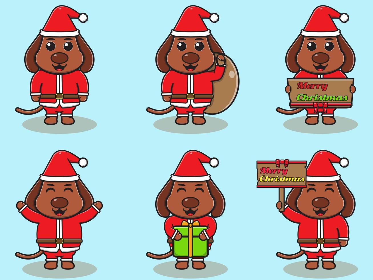 ilustración vectorial de lindo perro santa vector