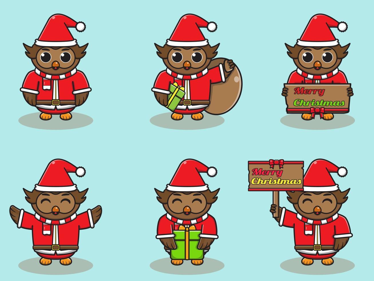 ilustración vectorial de lindo búho santa vector