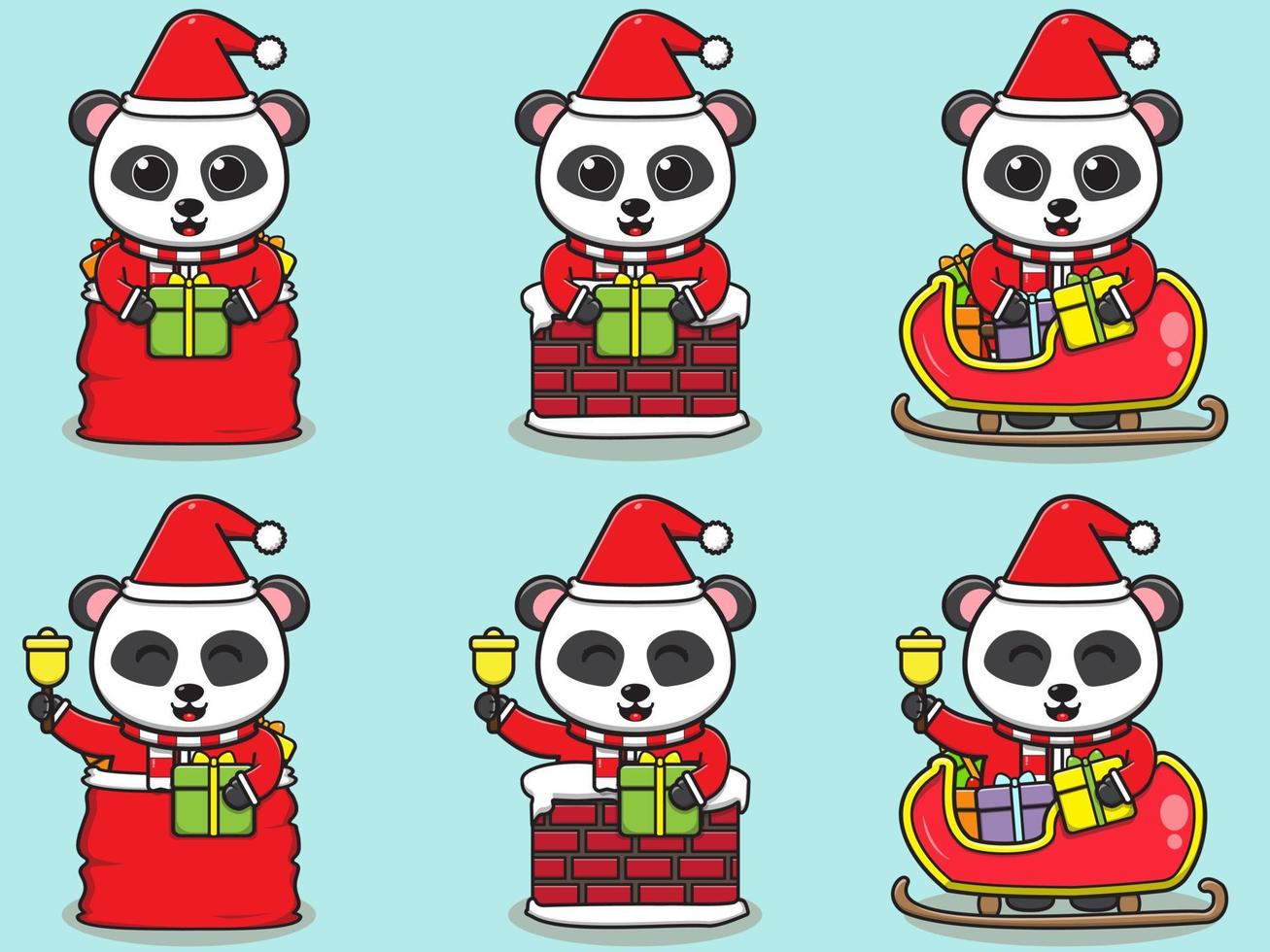 Vector illustration of cute Panda Santa