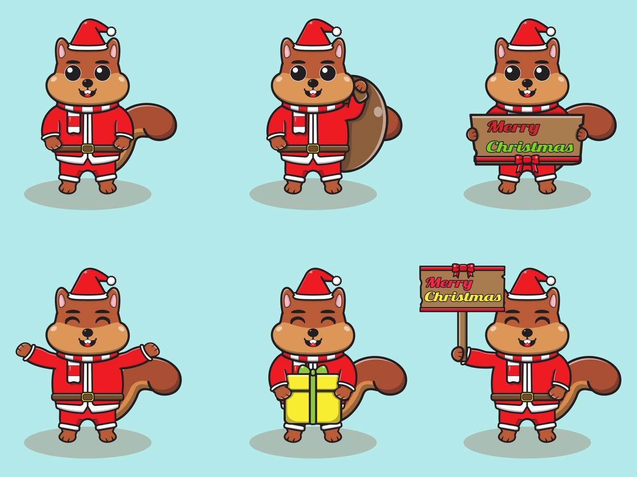 Vector illustration of cute Squirrel Santa mascot or character.