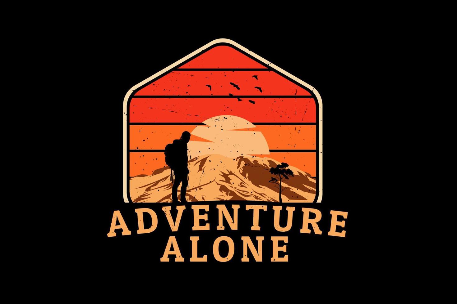 Adventure alone silhouette design vector