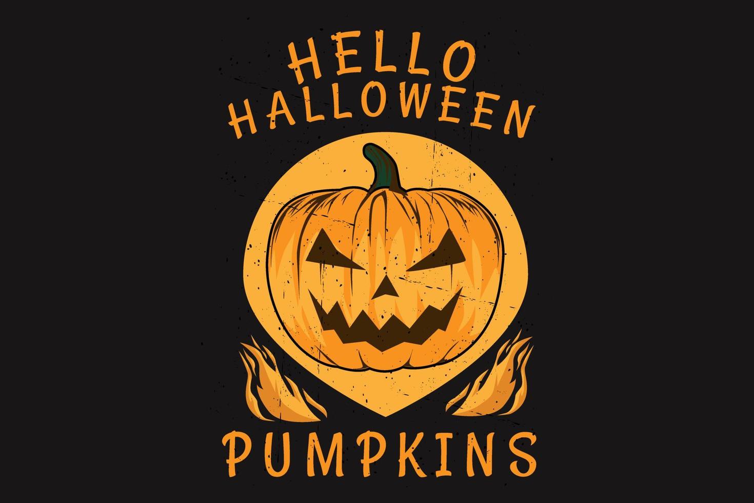 Hello halloween pumpkins silhouette design vector