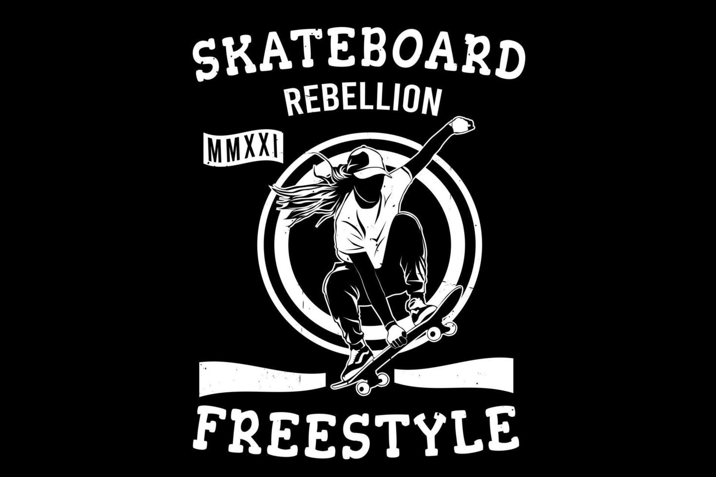 Skateboard rebellion freestyle silhouette design vector