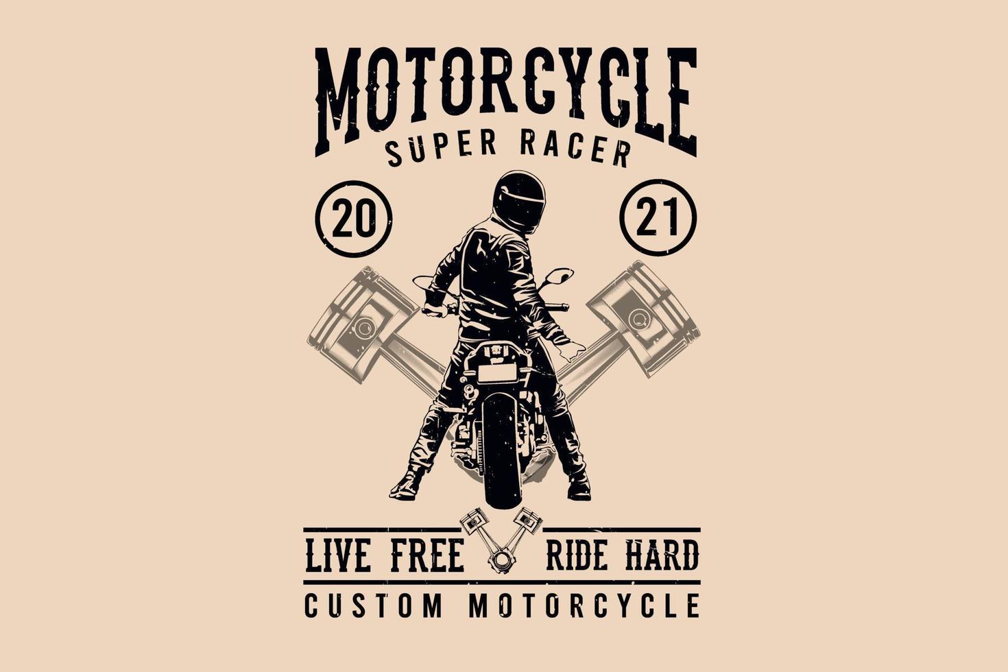 motocicleta super racer live free ride diseño de silueta dura vector