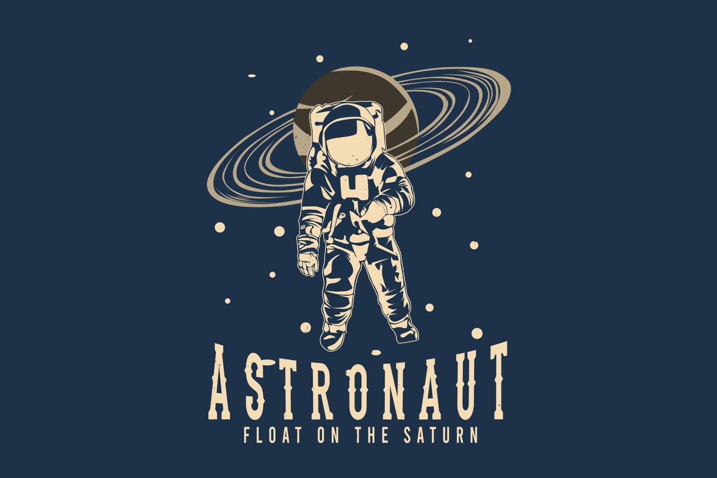 Astronaut float on the saturn silhouette design vector