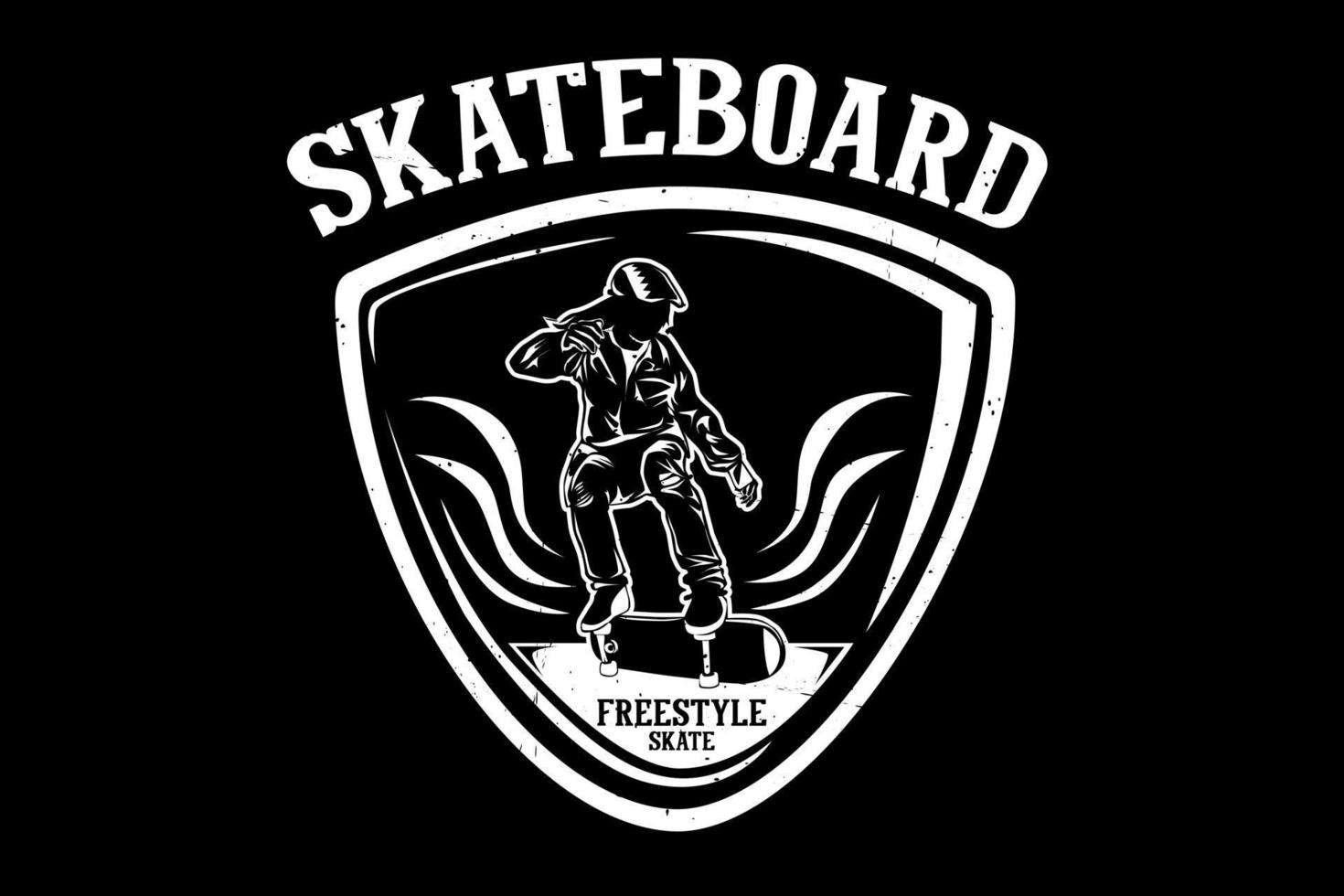 patineta skate estilo libre diseño de silueta vector