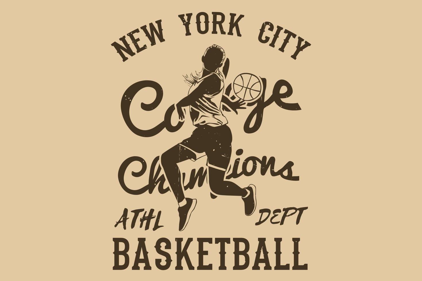 diseño de silueta de baloncesto de los campeones universitarios de la ciudad de nueva york vector