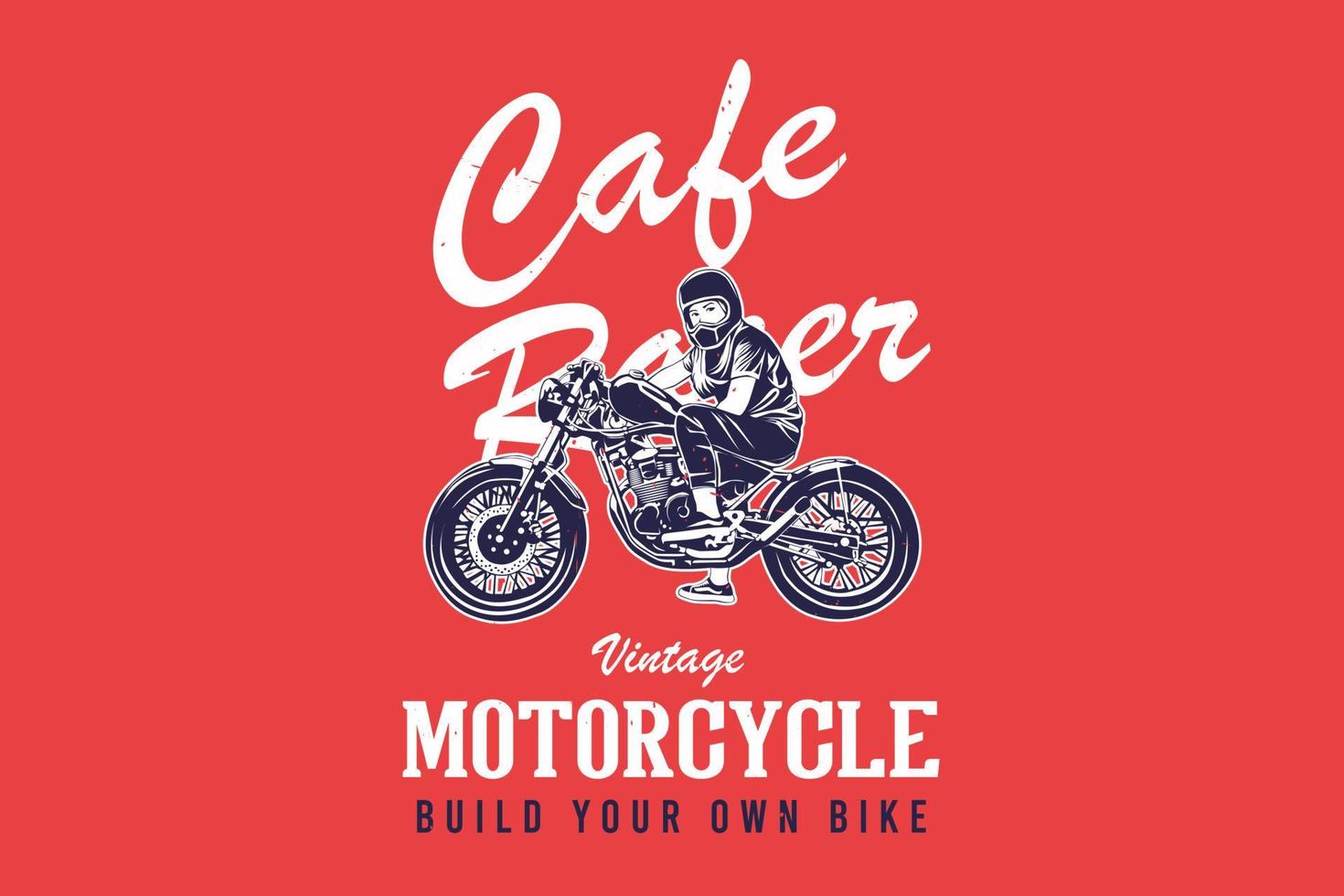 Cafe racer vintage motorcycle build your own bike silhouette design vector