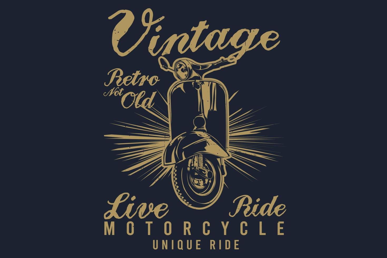 Vintage retro no viejo paseo en vivo motocicleta diseño de silueta de paseo único vector