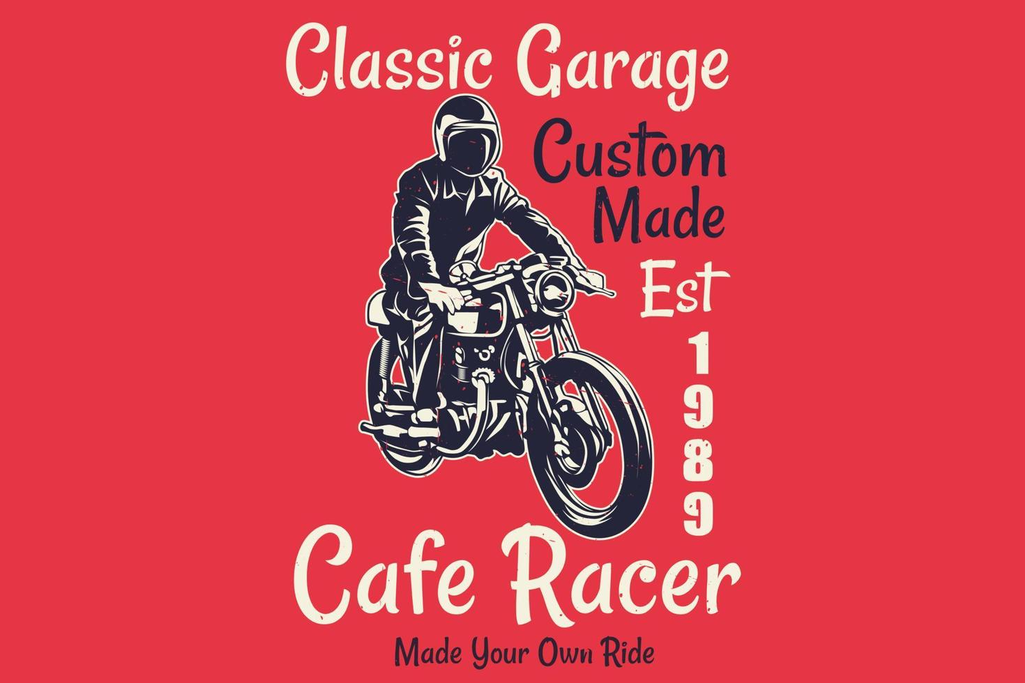 cafe racer diseño de silueta a medida vector