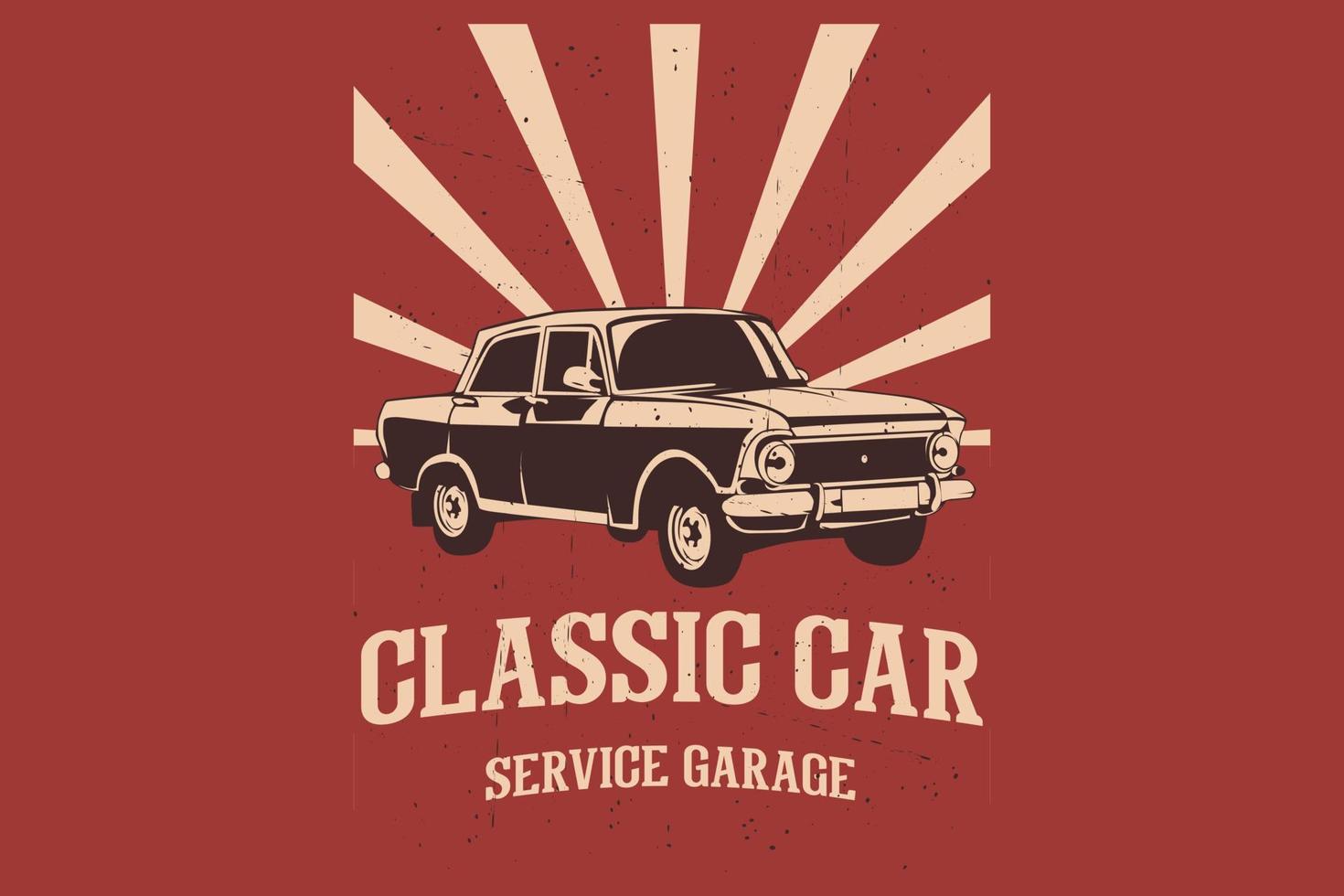 Classic car service garage silhouette design vector