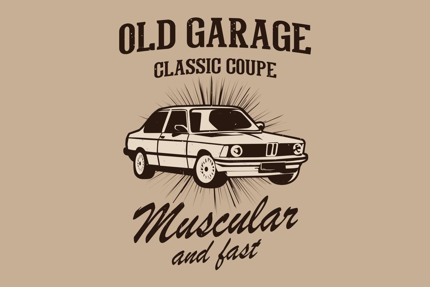 Old garage classic coupe muscular and fast silhouette design vector
