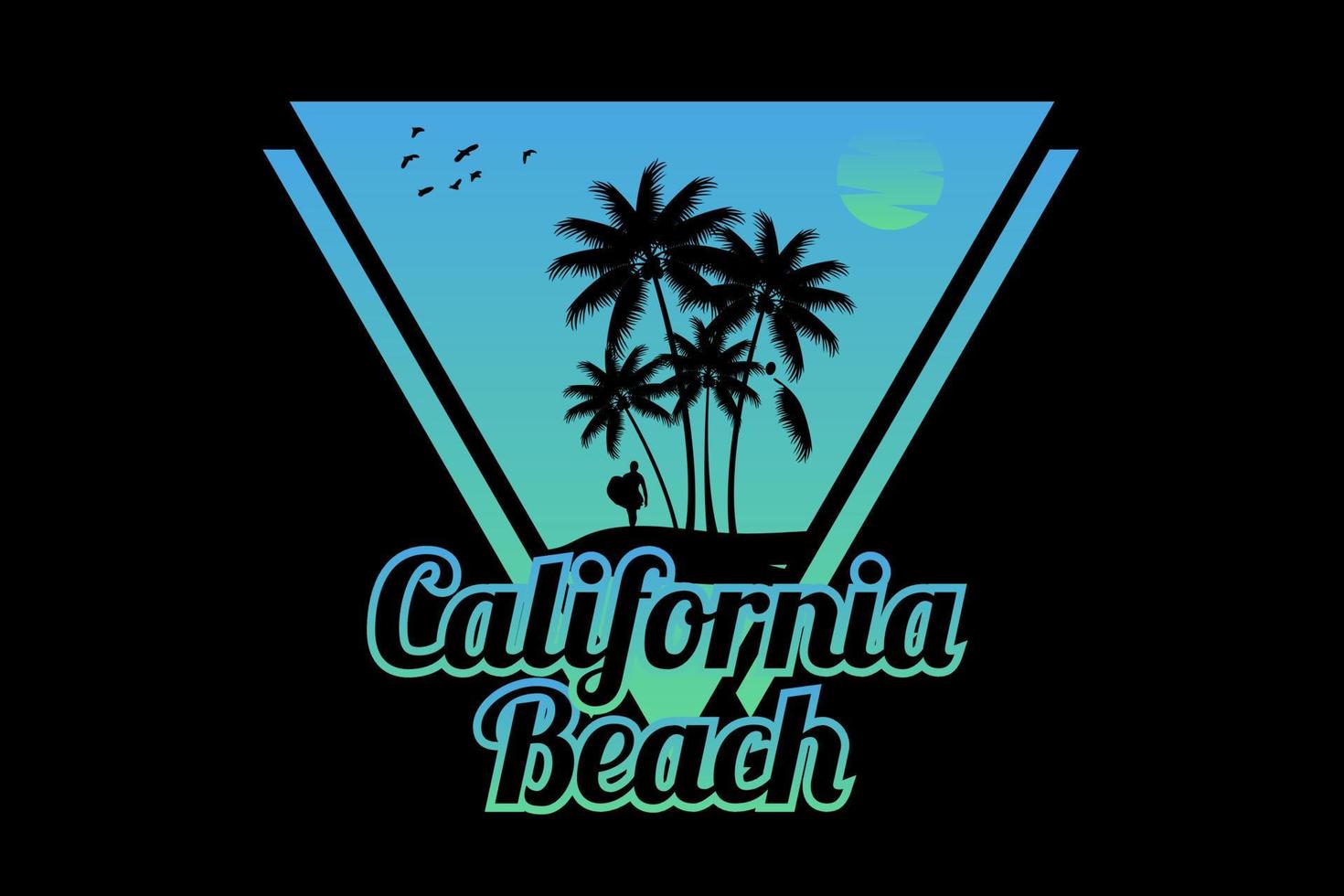 California beach silhouette design vector