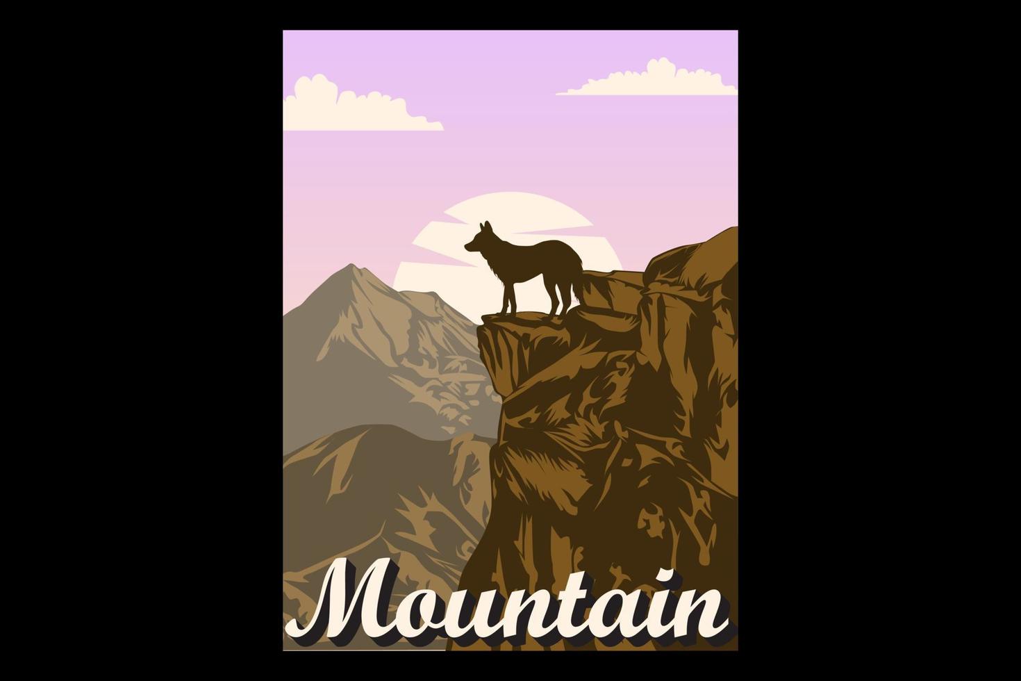 Mountain wolf adventure silhouette design vector