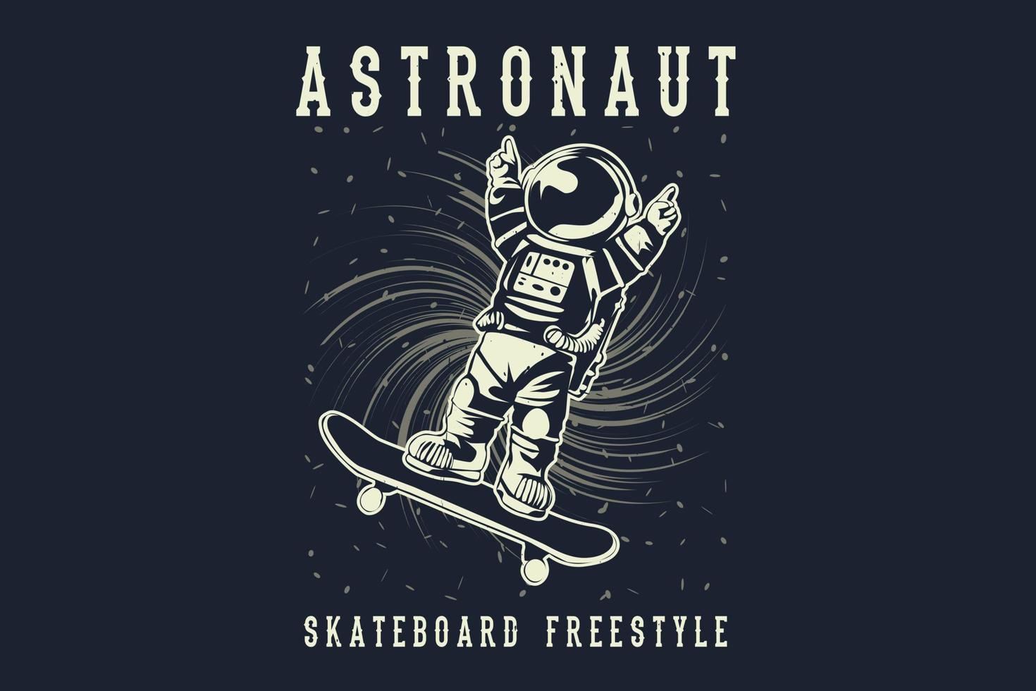 diseño de silueta de estilo libre de patineta de astronauta vector