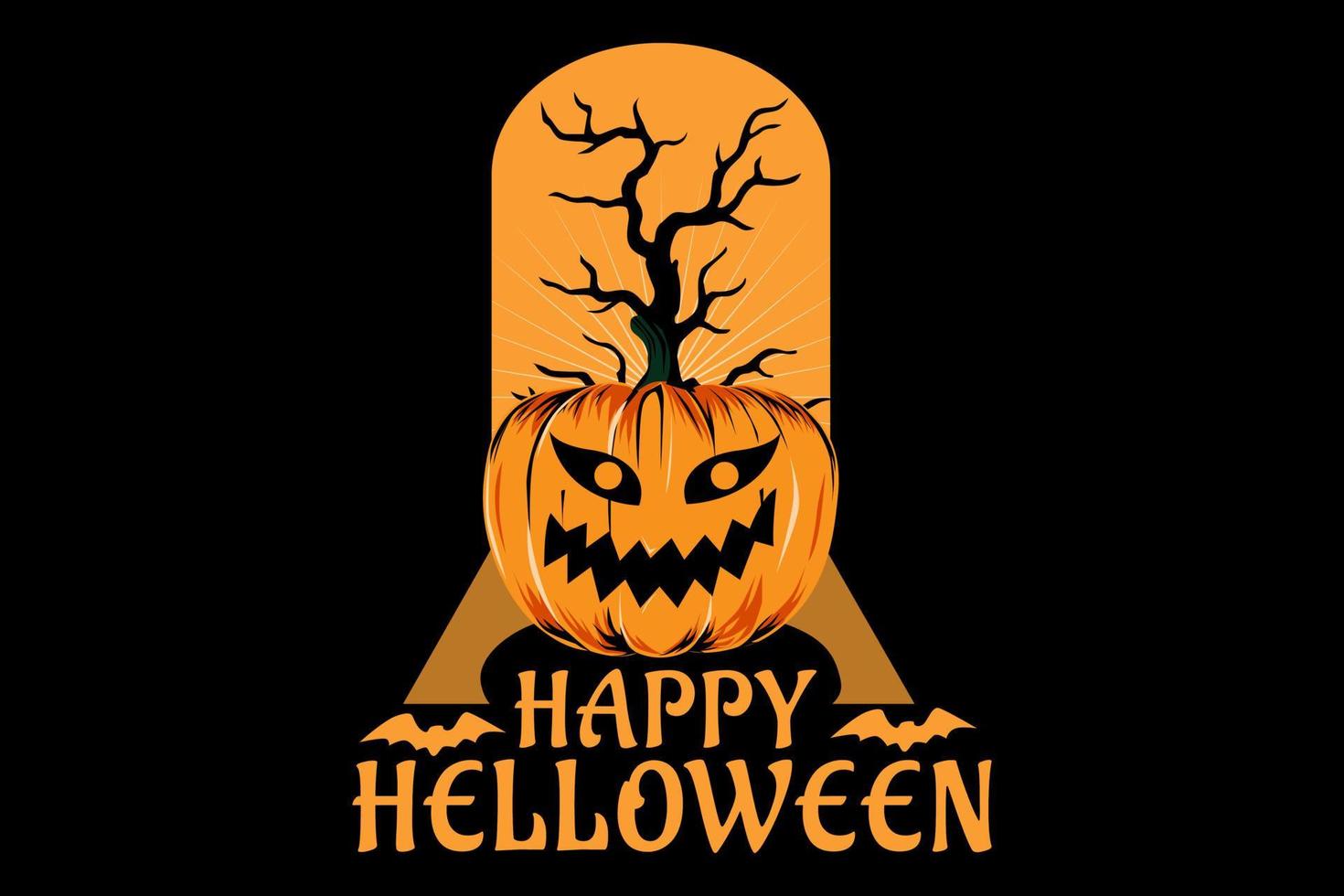 Happy halloween pumpkin silhouette design vector