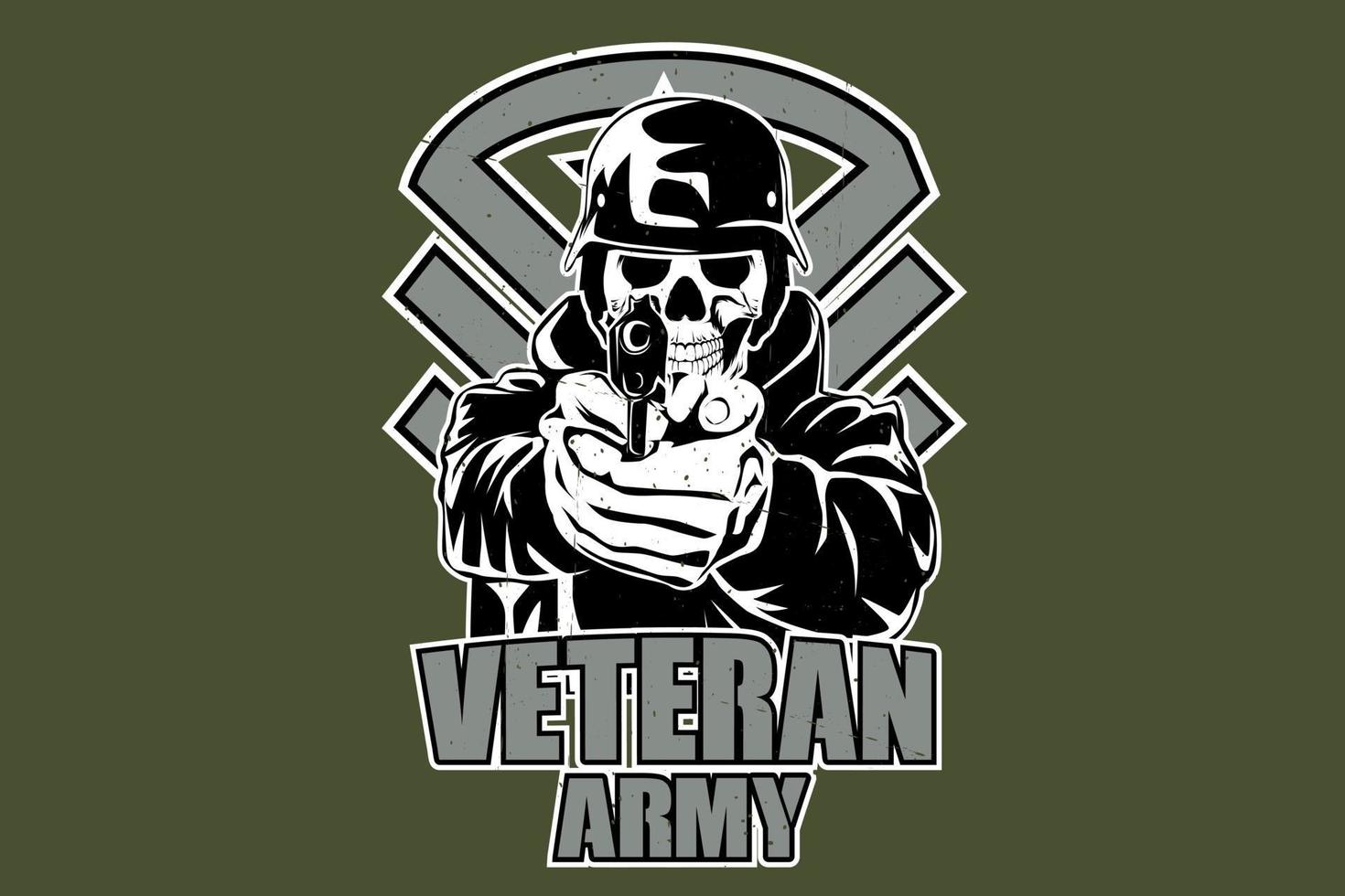 Skull veteran army silhouette design vector
