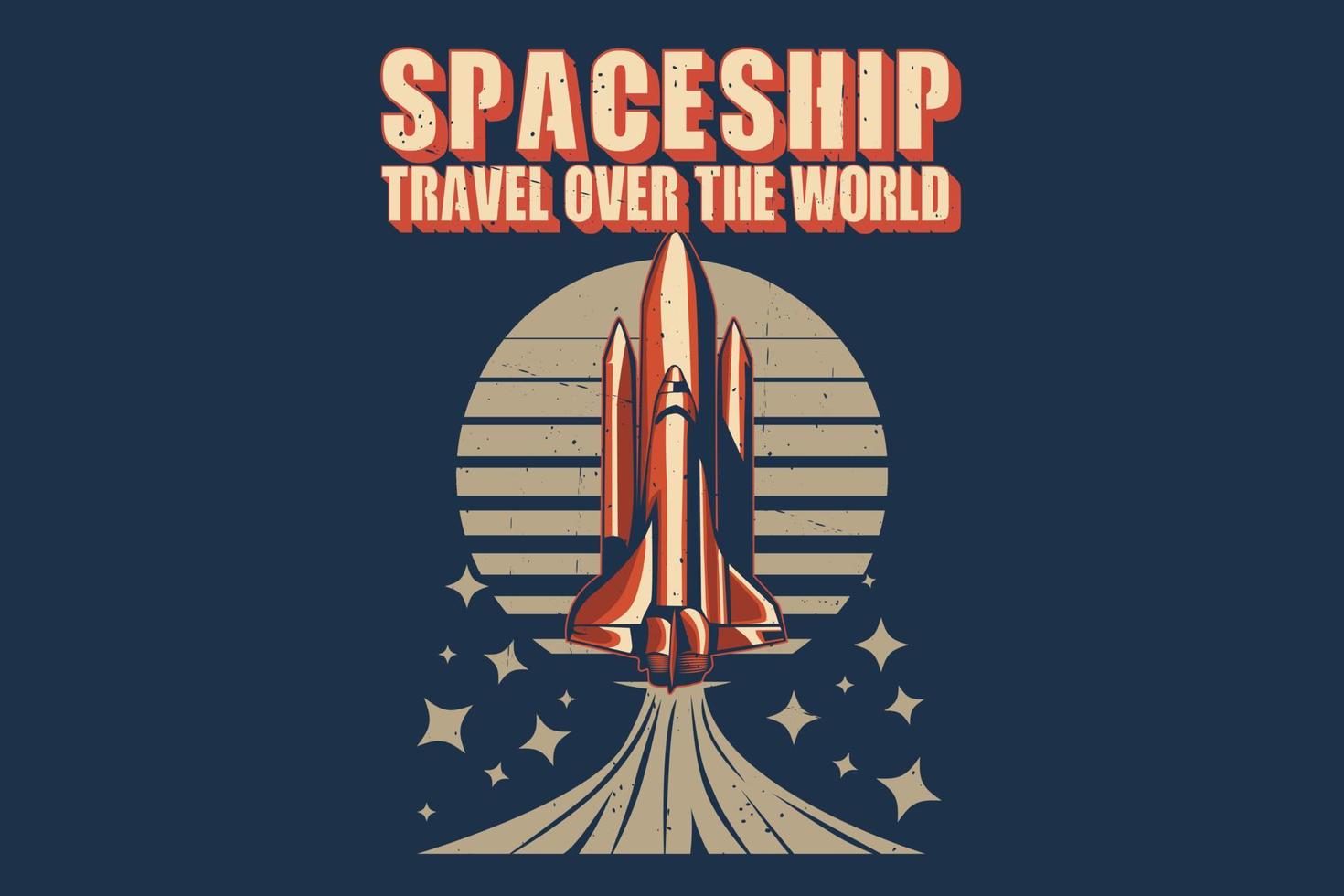 Spaceship travel over the world silhouette design vector