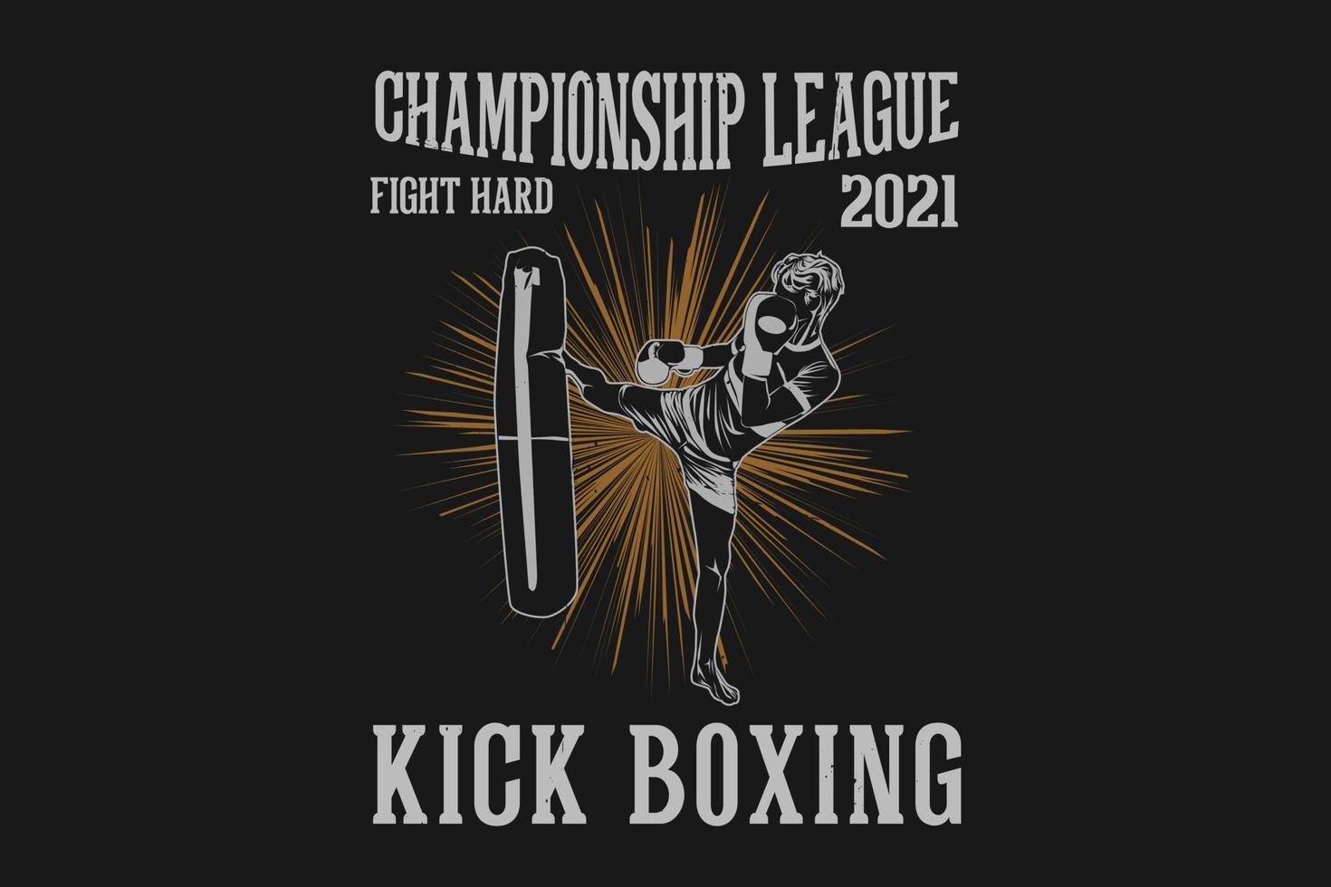Championship league fight hard kick boxing silhouette design vector