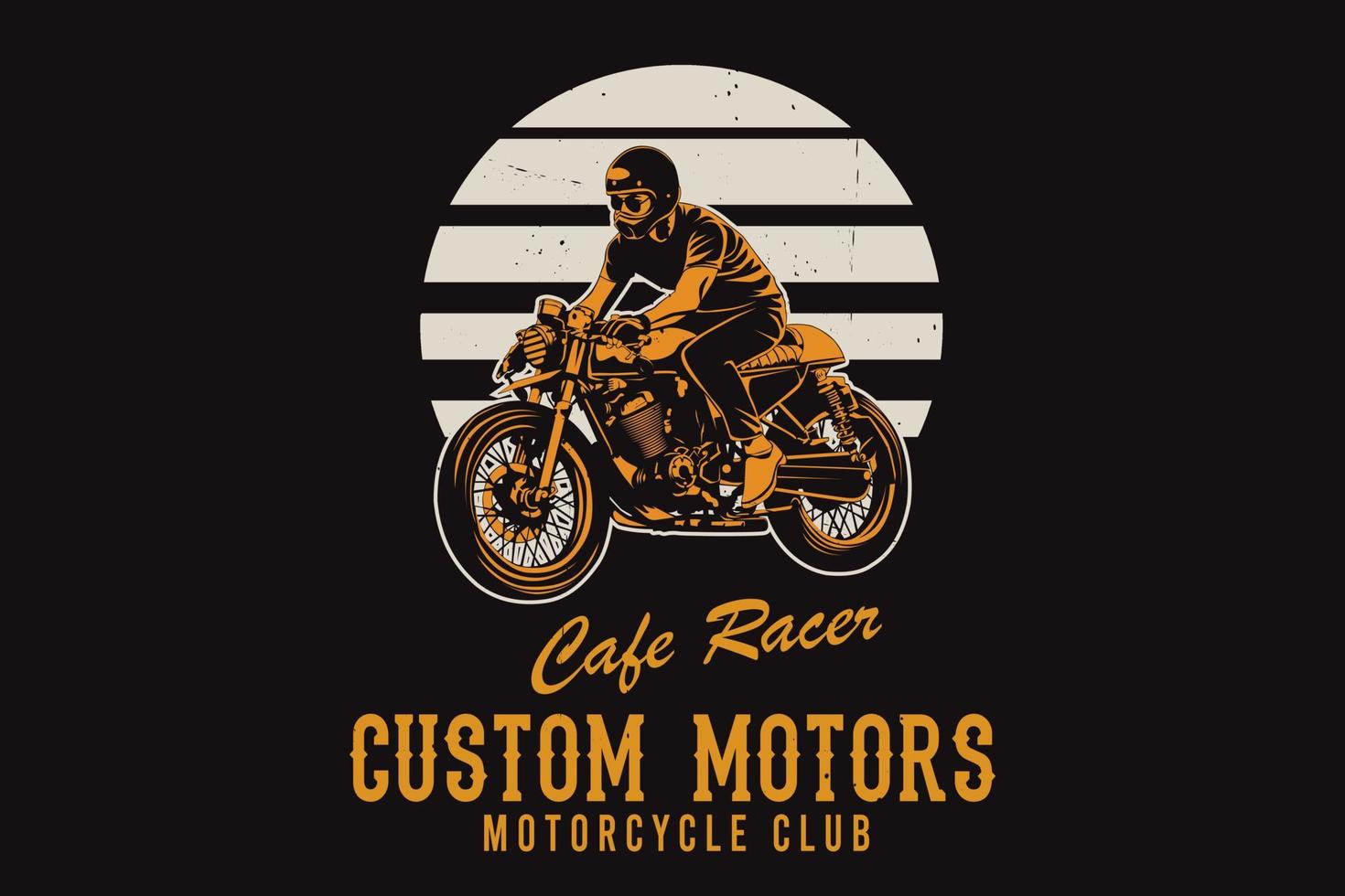 Cafe racer custom motors motorcycle club silhouette design vector