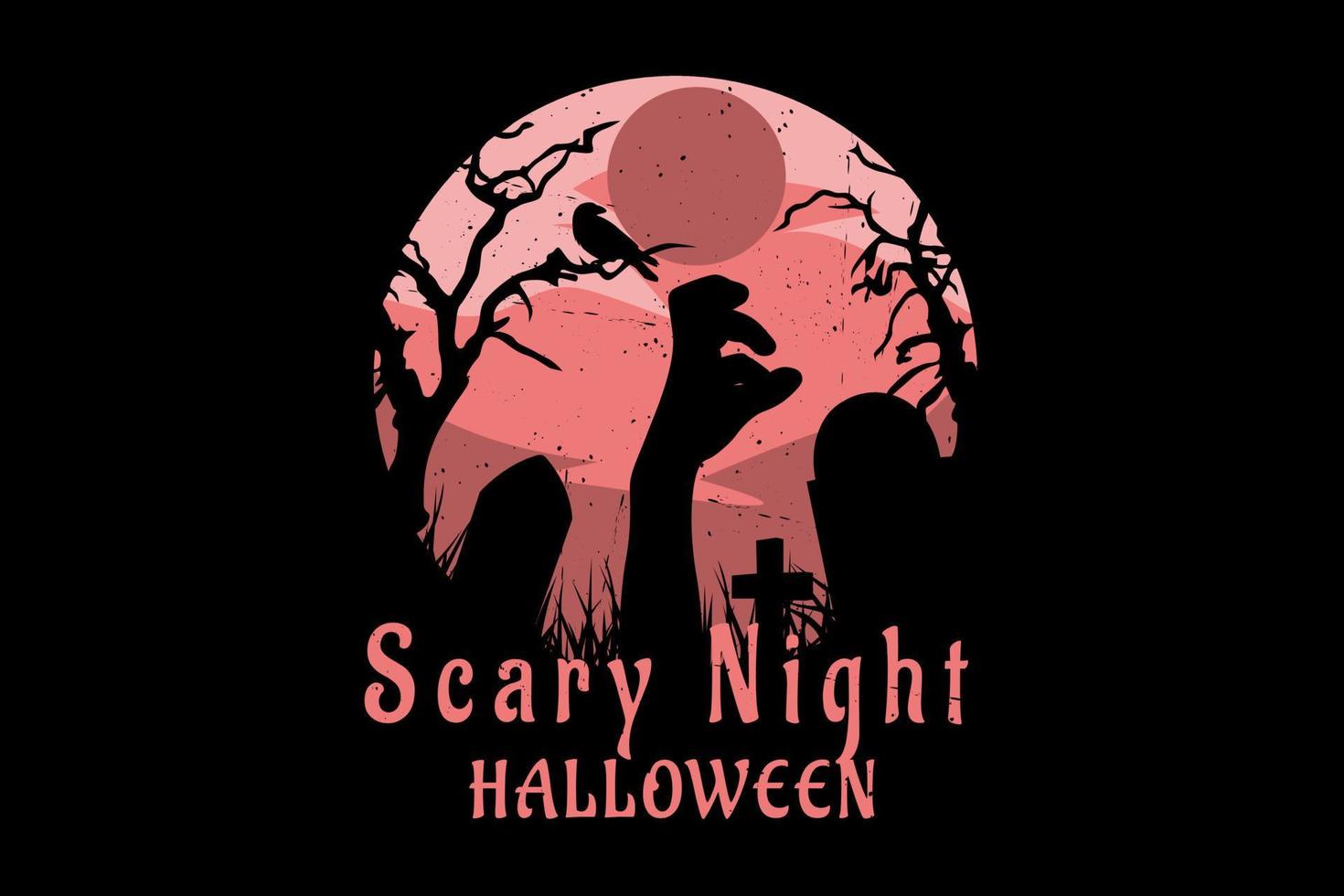 Scary night halloween silhouette design vector