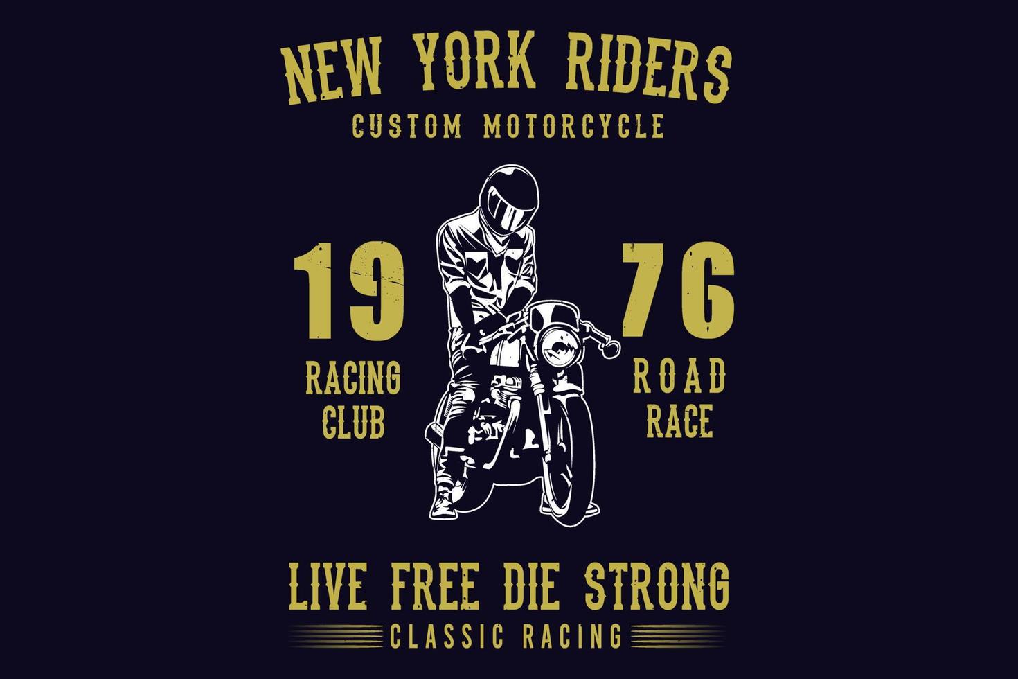 New york riders custom motorcycle classic racing silhouette design vector