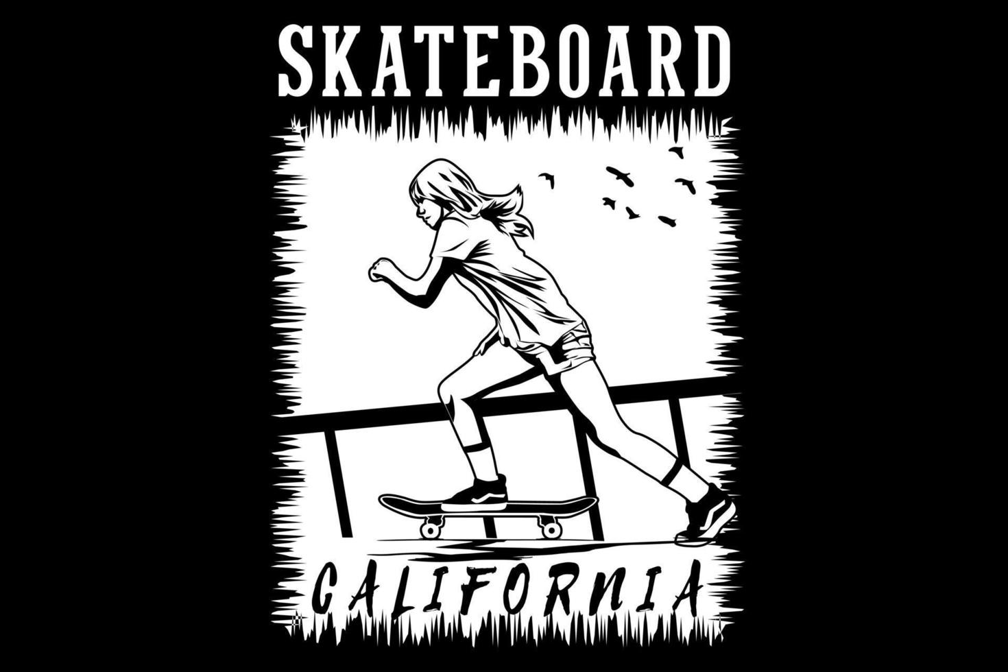 Skateboard california silhouette design vector