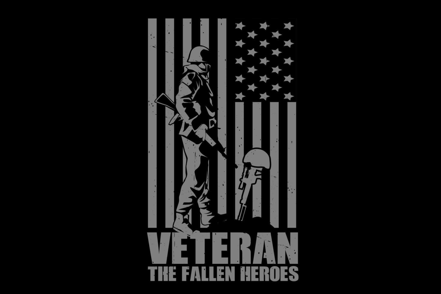 veterano los héroes caídos diseño de silueta vector