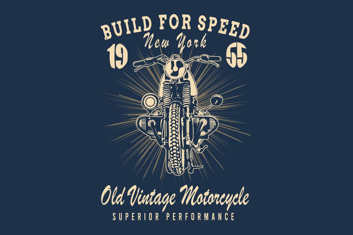 Build for speed new york old vintage motorcycle silhouette design vector