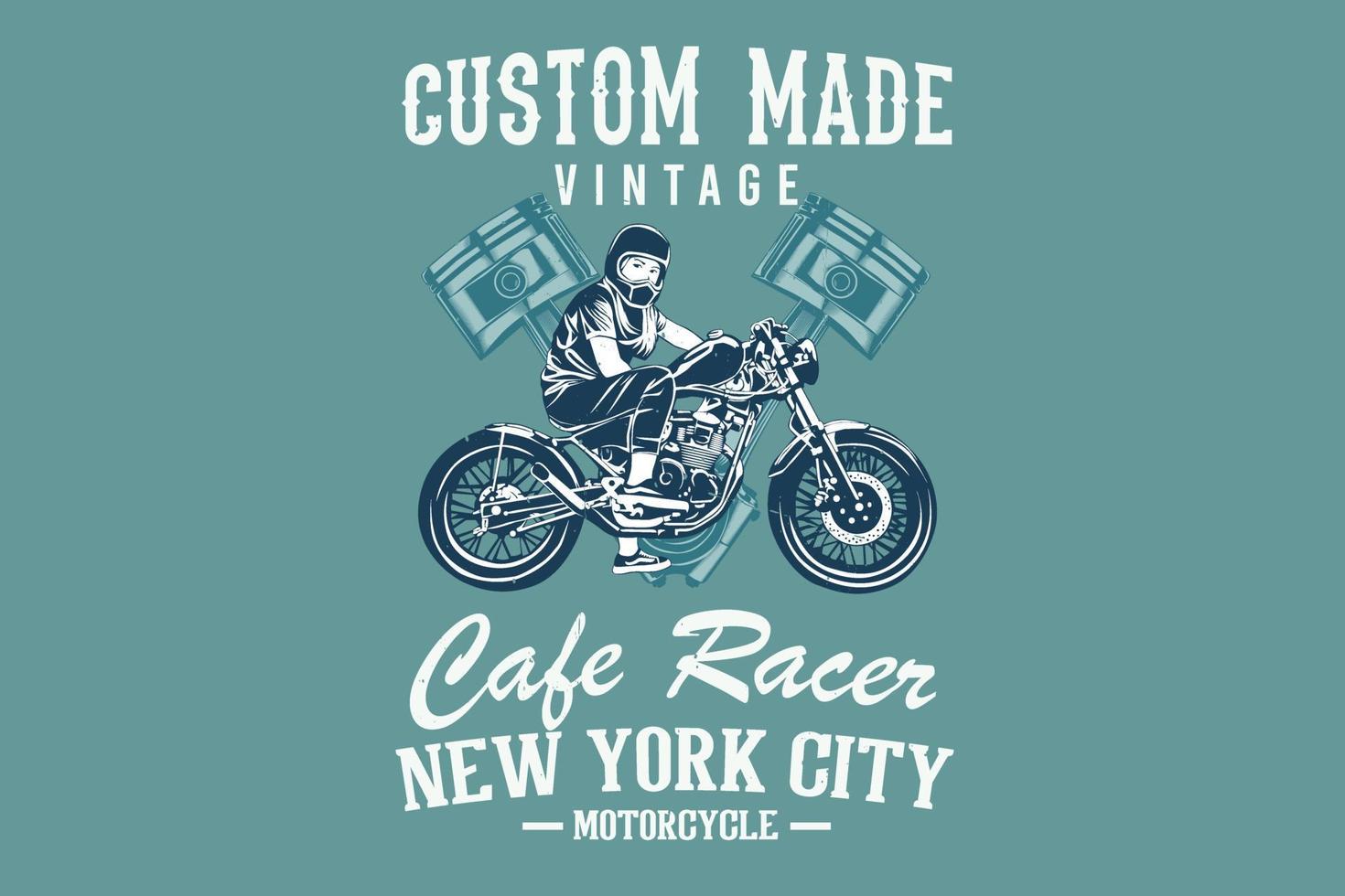 Custom made vintage cafe racer new york city silhouette design vector