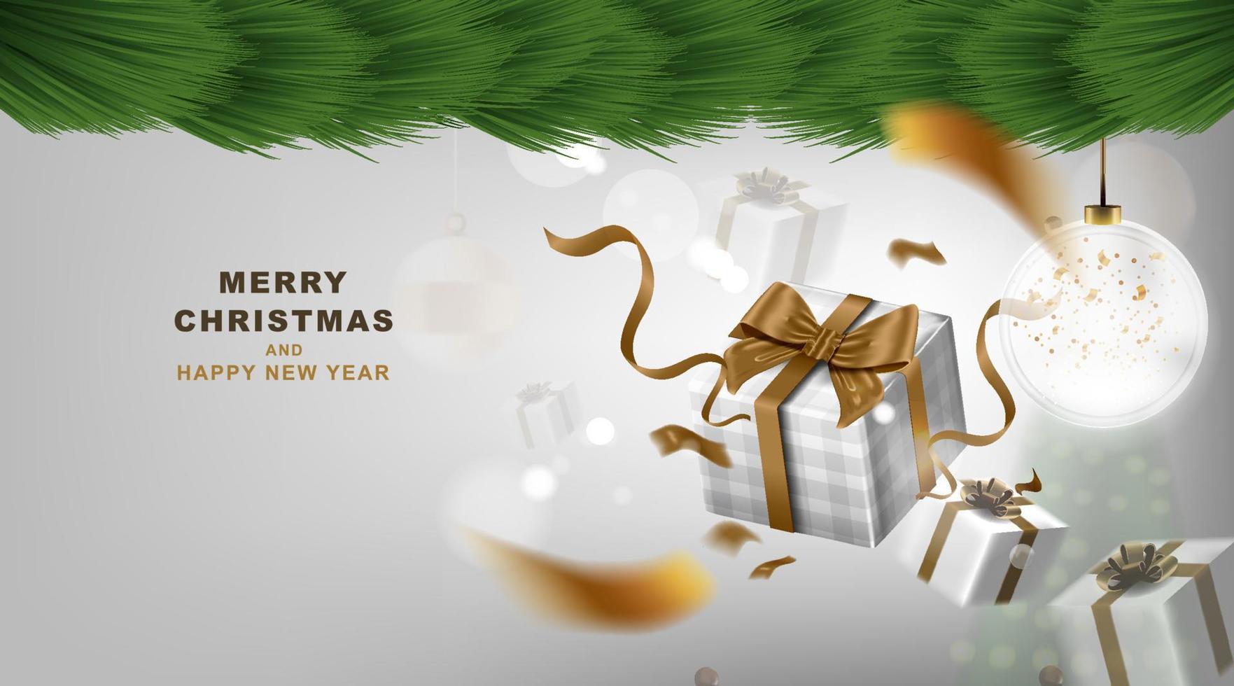 Merry Christmas and happy new year banner with decoration for christmas festival. vector